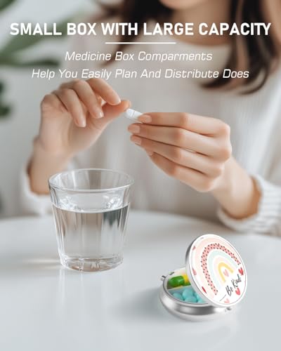 Pill Box 3 Compartment Portable Travel Medicine Box with Mirror