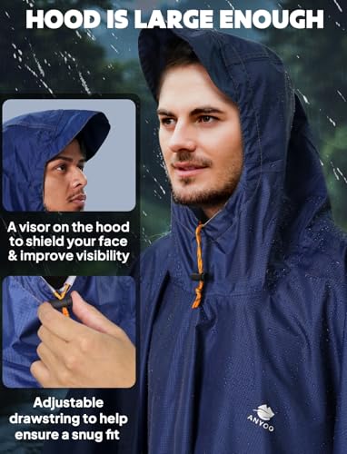 Hooded Rain Poncho for Adult Waterproof Lightweight Raincoat