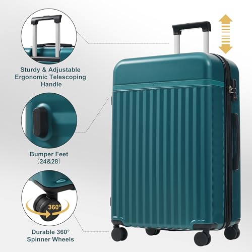 Luggage Sets Durable Hardshell 3 Piece Suitcase with Bags (5 Count)