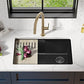 Bellucci 30” in. Undermount Workstation Granite Kitchen Sink in Metallic Black with Accessories
