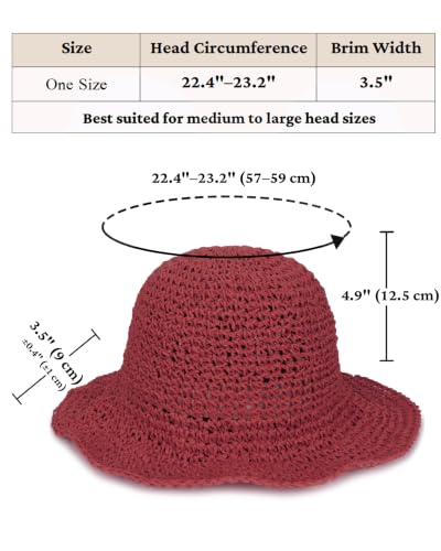 Womens Crochet Straw Sun Hat Foldable Floppy Wide Brim Beach Hat for Summer