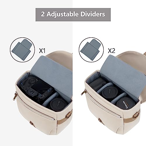 Canvas Crossbody Camera Bag with Rain Cover Women Men