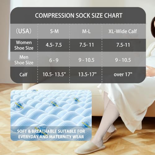Cotton Compression Socks for Women&Men 20 (2 Count)