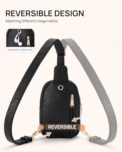 Crossbody Bags for Women Leather Cross Body Sling Bag for Woman Travel Black