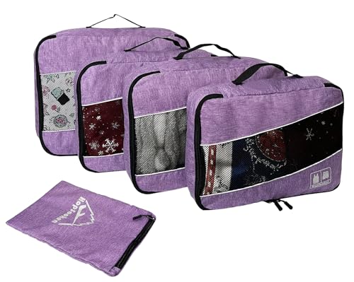 5 Set Packing Cubes for Travel Large Suitcase Luggage Organizer Bags Travel Accessories Vacation 4 Cubes 1 Laundry Pouch Bag (5 Count)