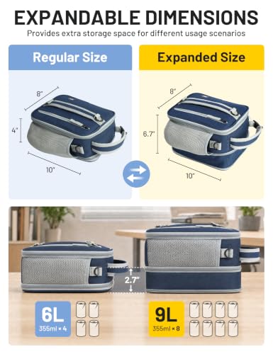 Expandable Small Lunch Box for Men Women Kids to Work School Navy Blue