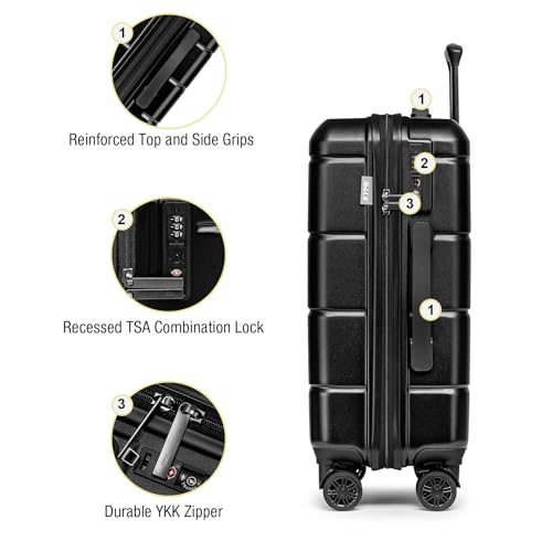 24 Inch Luggage TSA Approved Hardshell Suitcases with Spinner Wheels Durable PC+ABS Medium Checked Travel Luggage for Women Men
