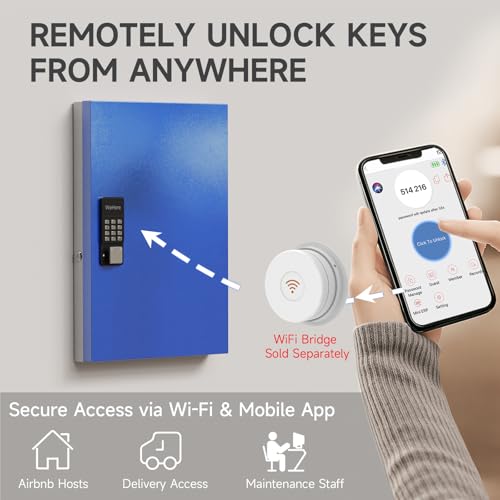 72 Key Lock Box Smart Key Organier Cabinet with Keypad & App for Office (72 Count)
