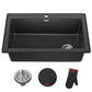 Black 33 in Single Bowl Drop In Granite Sink KGD