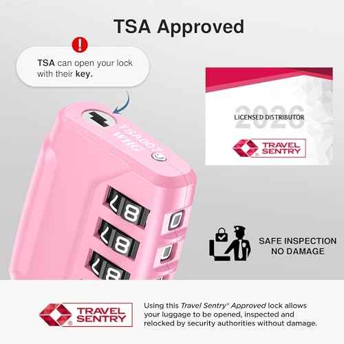 2 Pack TSA Approved Luggage Locks 4 Digit Code Cable Lock Basic Pink (2 Count)