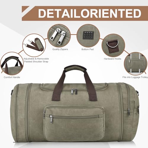 60L Canvas Duffle Bag for Men