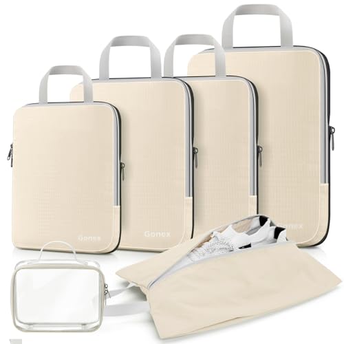 6 Piece Compression Packing Cubes with Shoe Bag (6 Count)