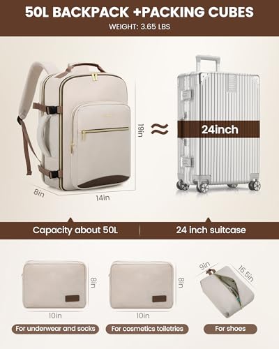 50L Travel Backpack Flight Approved Carry on Backpack
