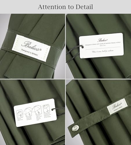 Folding Umbrella Real Wood Handle Auto Open Close Olive Green