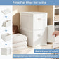 Large 22 Quart Linen Fabric Foldable Storage Bin Cube Organizer Basket with Flip (4 Count)