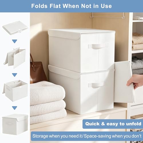 Large 17" 42 Quarts Collapsible Stackable Storage Bins with Lids [3 (3 Count)