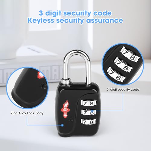 Safe Skies 3 Digit TSA Lock 4 (4 Count)