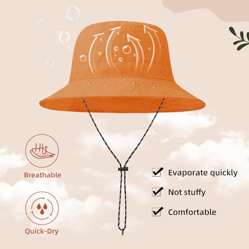 Waterproof Bucket Hats for Woman UPF 50+ Sun Hat Orange