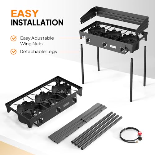 3 Burner Propane Gas Stove with Carrying Bag
