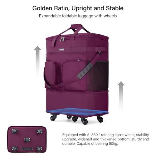 Expandable Large Suitcase 4 Wheels Lightweight Collapsible