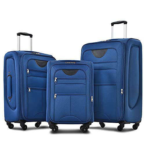 Softside Luggage Set Softshell Lightweight 3 Piece Spinner Suitcase (3 Count)