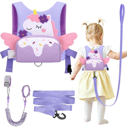 3 in 1 Toddler Harness Leash with Key Lock for Girls Cute Unicorn