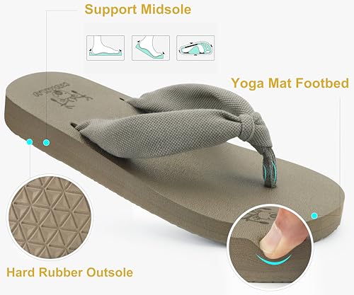 Flip Flops for Women Arch Support Summer Beach Sandals Camel Size 12