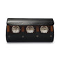 3 Slot Leather Watch Travel Case Black