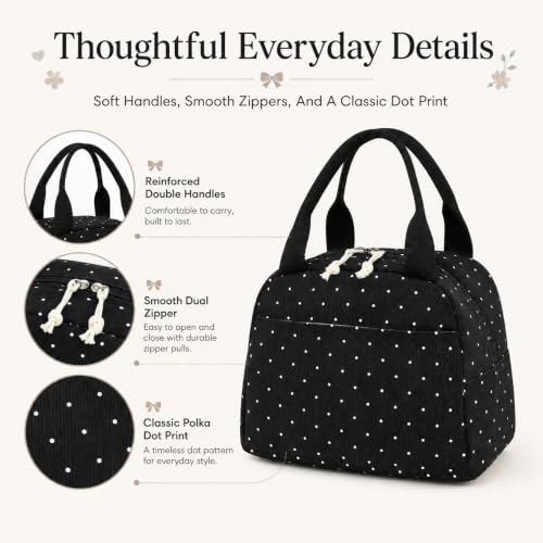 Lunch Bag for Women Men Cute Corduroy Lunch Tote Bags Reusable Insulated Lunch Box Large Capacity Reusable Insulated Cooler for Work Picnic or Travel