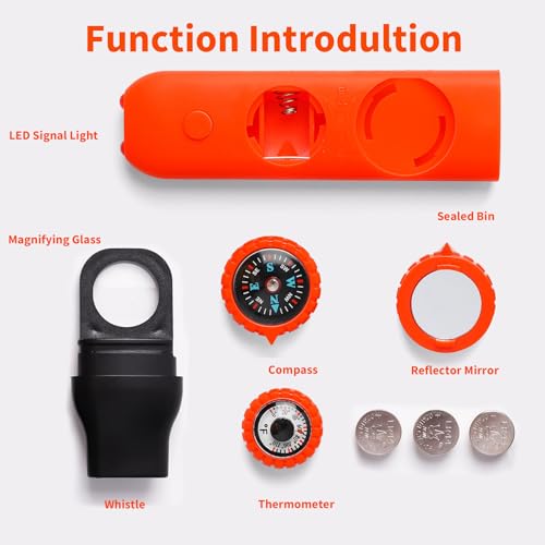 Multifunctional Survival Emergency Whistle for Kids with Compass Hiking Survival