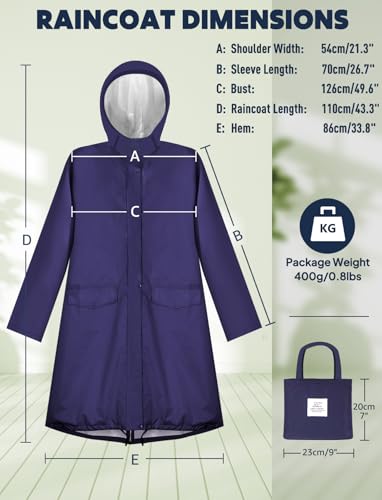 Waterproof Rain Poncho for Women Packable Hooded Raincoat with Pocket