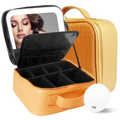 Travel Makeup Bag Cosmetic Bag Makeup Organizer Bag with Lighted Mirror