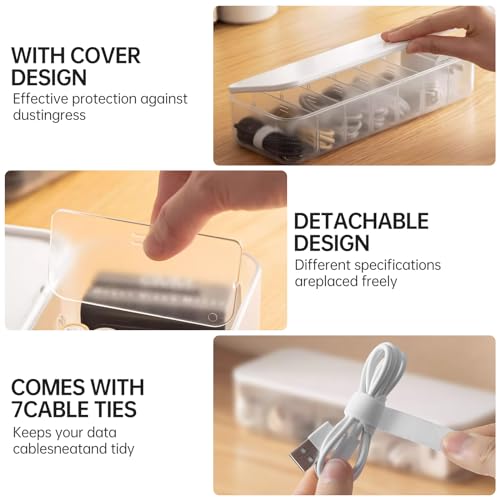 2 Pcs Cable Organizer Storage Box with Lid (2 Count)
