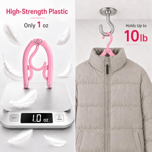 10 Pcs Travel Hangers Cruise Ship Essentials Accessories Portable Folding Clothes Hanger Foldable Drying Rack (10 Count)