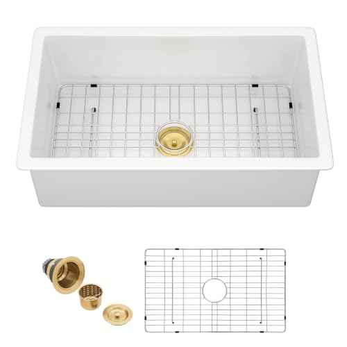 32"x19" White Undermount Kitchen Sink
