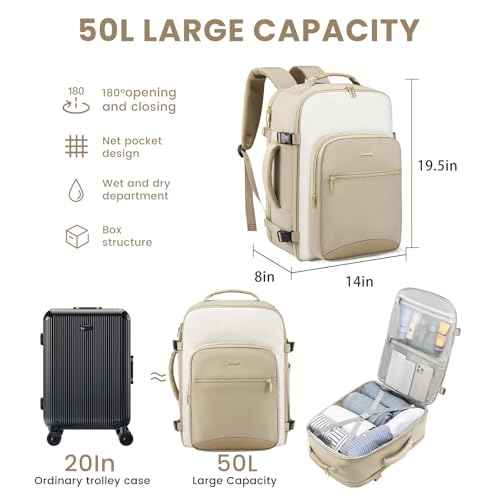 56L Travel Backpack for Women & Men