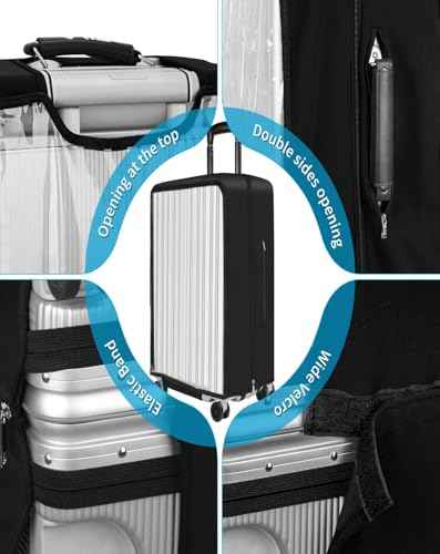 Upgraded Double Zippered Transparent PVC Suitcase Cover 28 Inch