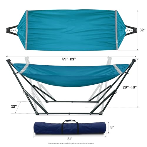 Ultimate Relaxation Portable Hammock Stand with Cotton Canvas Net
