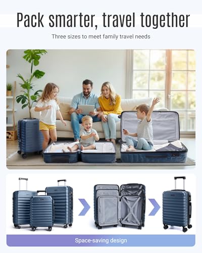 Luggage Sets 3 Pcs Suitcase with Wheels (3 Count)