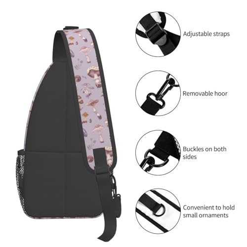 Sling Bag Mushrooms Vintage Botanical Hiking Daypack Crossbody Shoulder Backpack Travel Chest Pack for Men Women