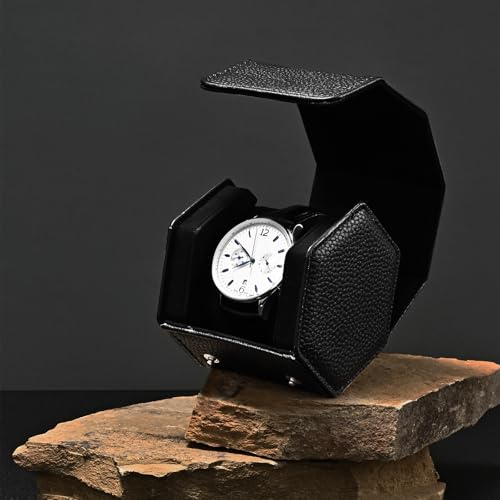 Single Watch Box Black Hexagonal