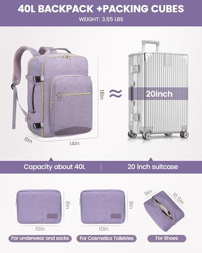 40L Travel Backpack Flight Approved Carry on Backpack