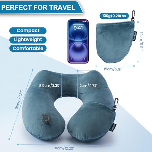 Inflatable Travel Neck Pillow for Airplane & Long Flights (2 Count)
