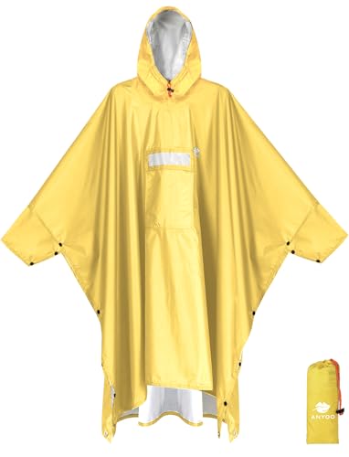 Hooded Rain Poncho for Adult Waterproof Lightweight Raincoat