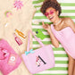 Tote Bag, A-Z Initial Monogrammed Waterproof Tote Bag, Bridesmaid Gifts for Women, Black and Pink (A, Pink)