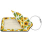 Lovely Sunflower Leather Luggage Tag with Stainless Steel Ring