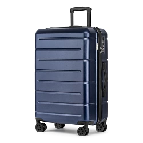 24 Inch Luggage TSA Approved Hardshell Suitcases with Spinner Wheels Durable PC+ABS Medium Checked Travel Luggage for Women Men Navy