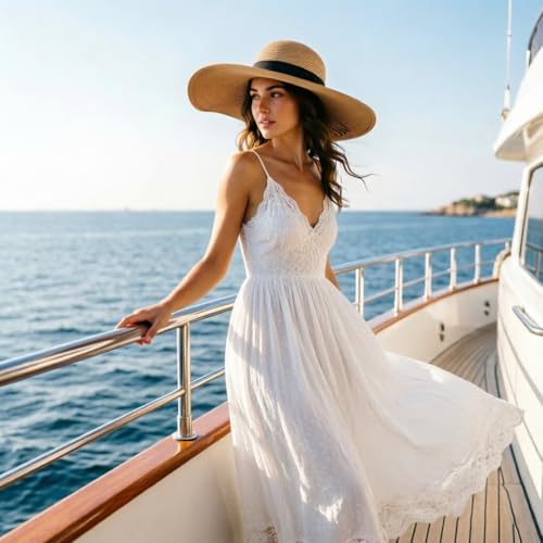 Beach Sun Hats for Women Big Straw Hats Womens Sun Hat UPF 50+ Floppy Foldable Summer Hat for Vacation Honeymoon