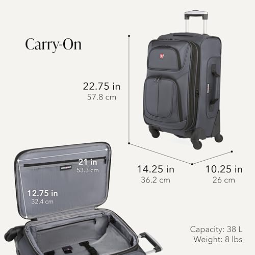 Sion Softside Expandable Spinner Luggage Durable Lightweight Travel Suitcase (3 Count)