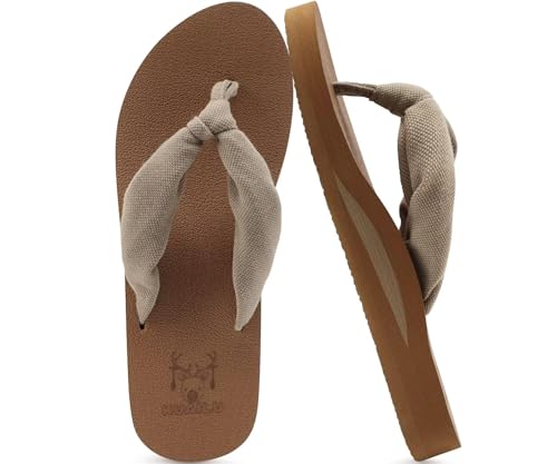 Flip Flops for Women Arch Support Summer Pool Sandals Camel Size 9.5